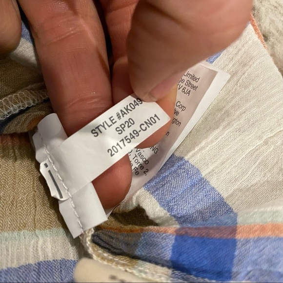 Madewell V-Neck Shoulder-Ruffle Top in Plaid womens XS - Picture 9 of 11